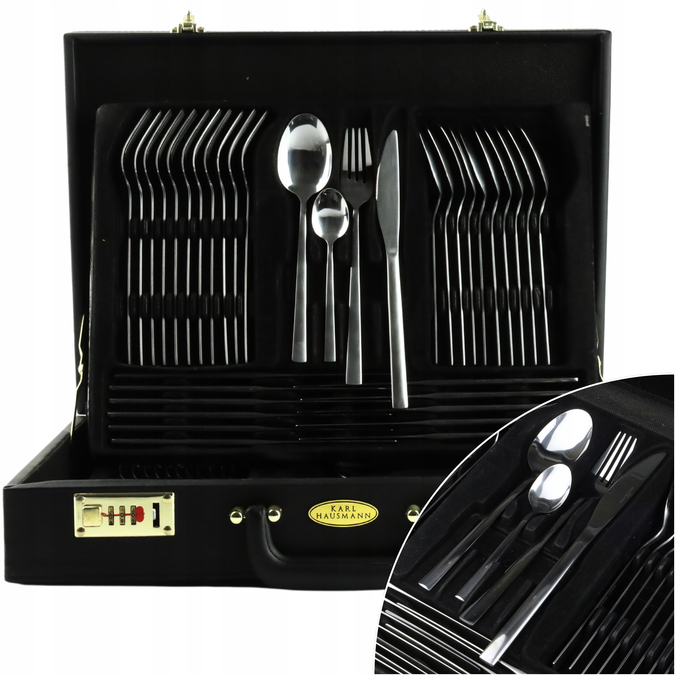 Kompletní Sada Příborů 72ks Příbory V Kufru pro 12 osob z nerezové oceli 18/0