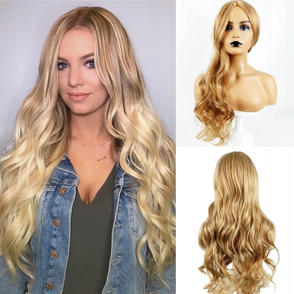 Blond Dlouhá Vlnitá Paruka, 65 CM Dlouhá Kudrnatá Blond Paruka, Umělé Vlasy