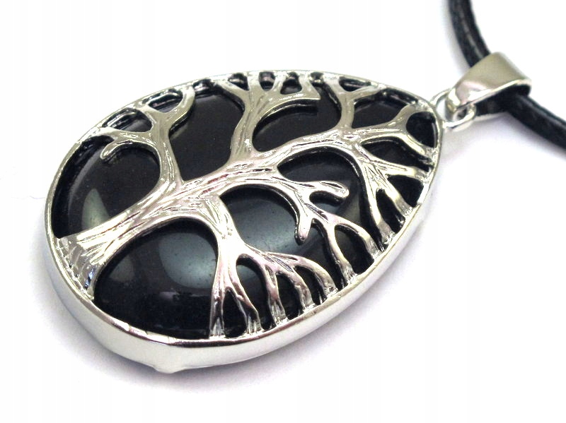 

Wisiorek kamień Obsydian Czarny drzewo Życia [W491