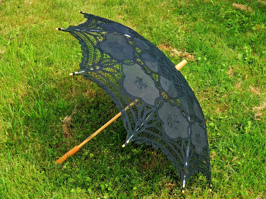 PARASOLKA PARASOL KORONKI PRZECIW SŁOŃCU BAMBUS Ok Kolor dominujący czarny