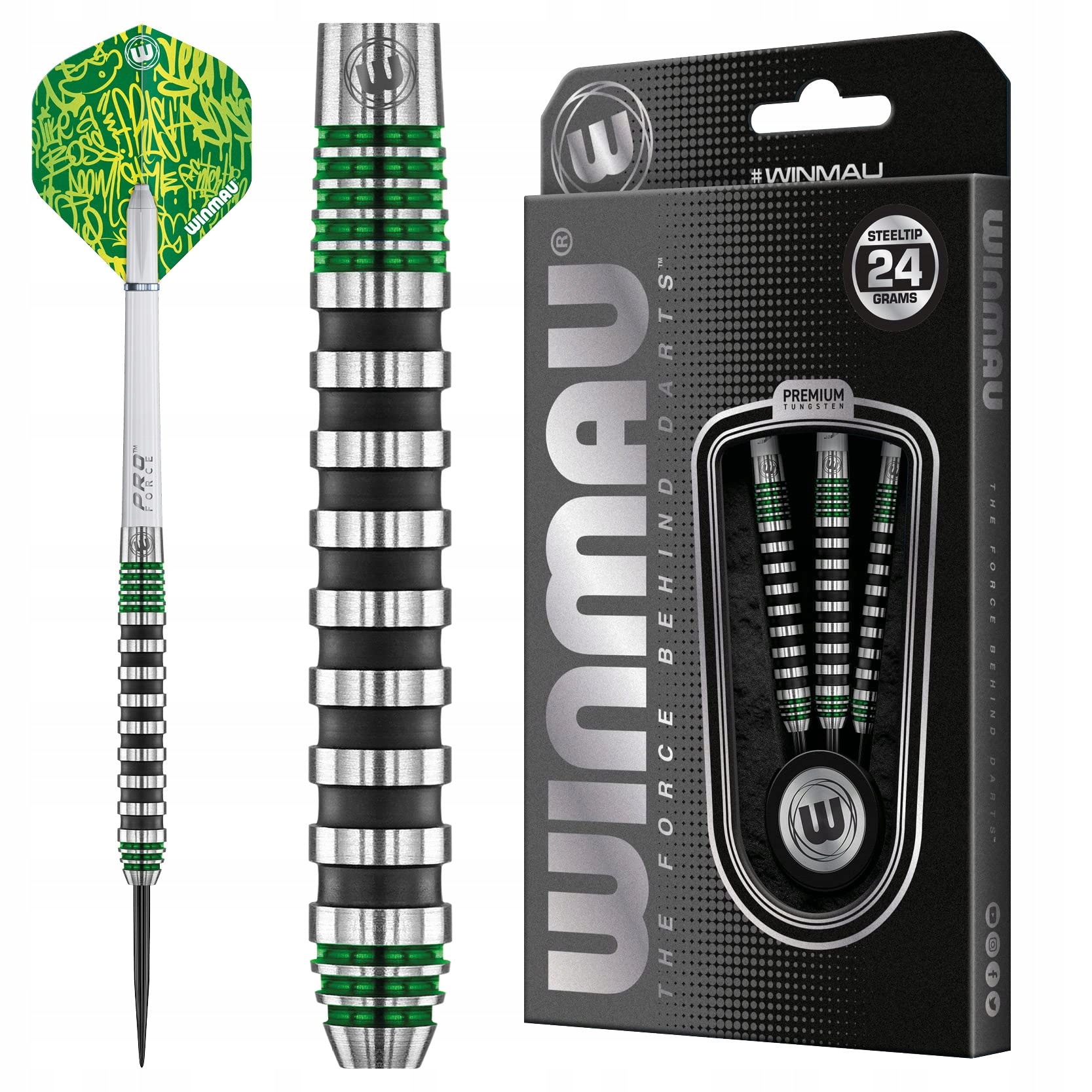 WINMAU Advance 500 Zielone Rzutki 24g Z Dartami i Piórkami — miniatura 10