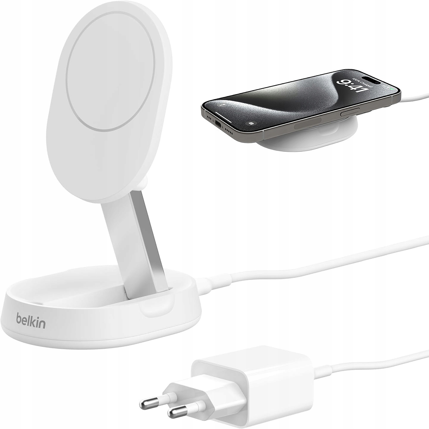 Belkin Ładowarka indukcyjna do MagSafe iPhone, Qi2 15W +kabel +psu, Stand
