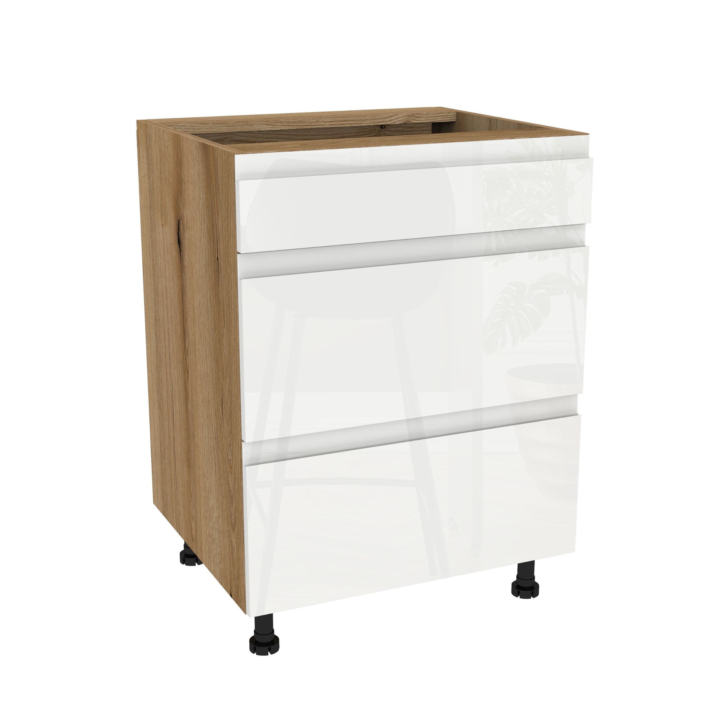 Zásuvková skříň Slim 60 Frezo Dub Evoke přední Bezúchytková Bílá Polovina