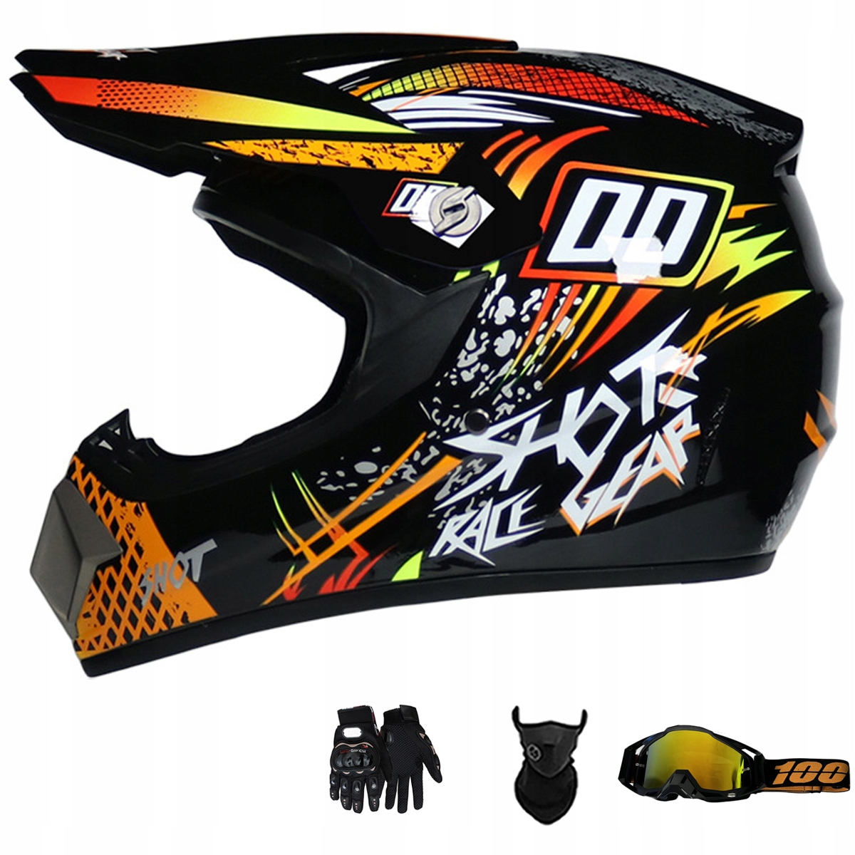 Motocyklová Přilba Lehká Enduro Quada Brýle Rukavice Maska S