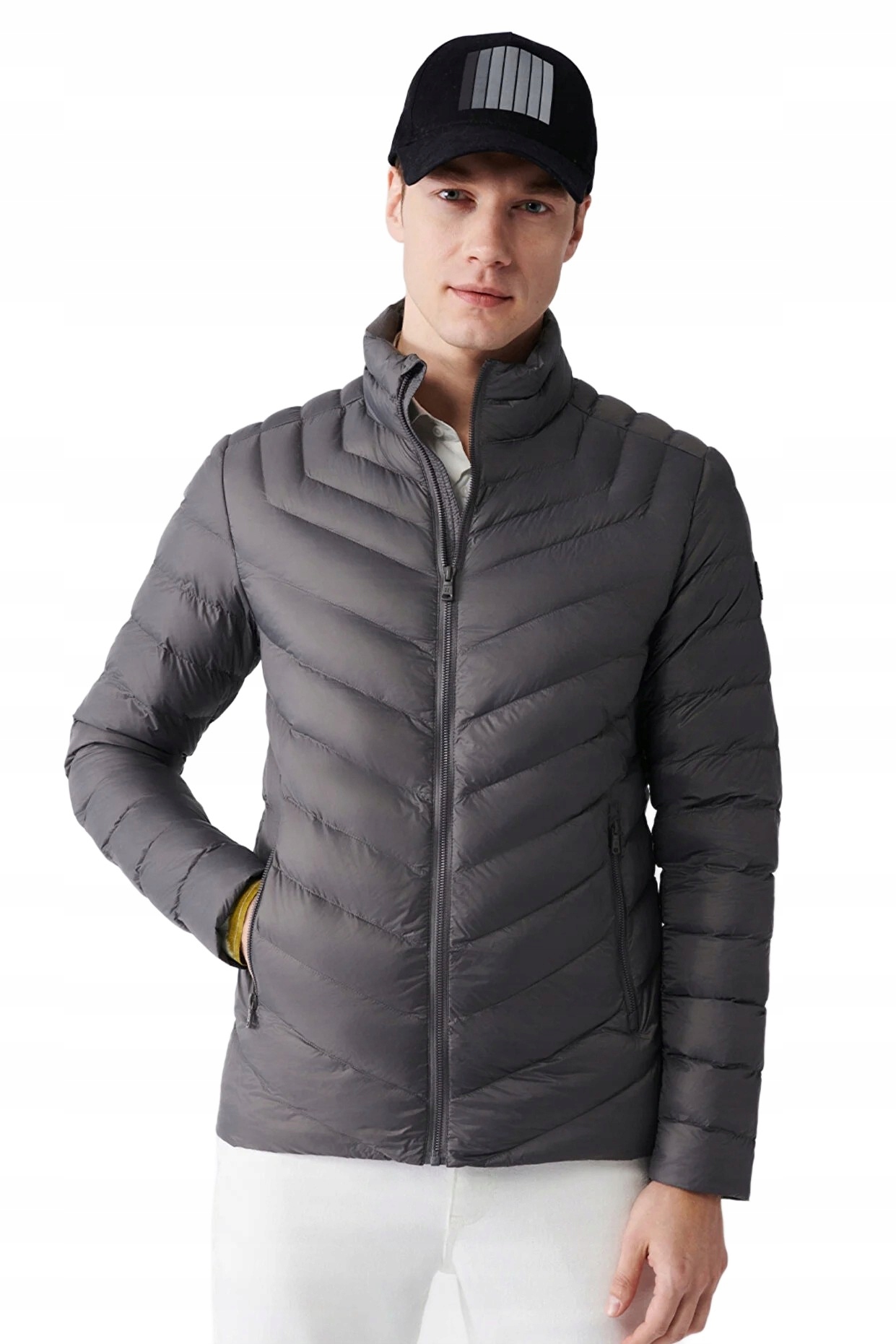 Avva Pánská Prošívaná Bunda Šedá Se Zipem Na Boky, Velikost 5DA