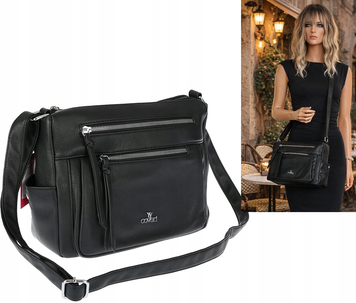 Torebka Damska Listonoszka Modna Pojemna Torba na Ramię L791A czarna