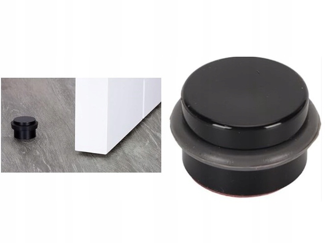 ODBOJNIK ODBÓJ STOPER DO DRZWI BLOKADA OGRANICZNIK CZARNY SAMOPRZYLEPNY x1 EAN (GTIN) 5905996580398