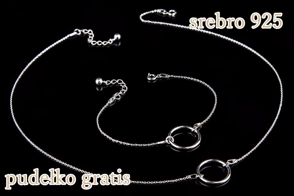 

Srebrny komplet kółko Karma na szczęści srebro 925