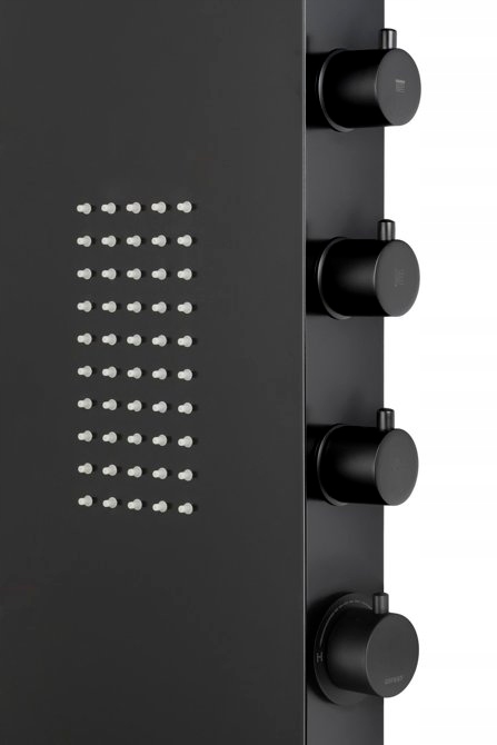 PANEL PRYSZNICOWY CZARNY HYDROMASAŻ NATRYSK DESZCZOWNICA LED SŁUCHAWKA WĄŻ Informacje dodatkowe z hydromasażem z mieszaczem