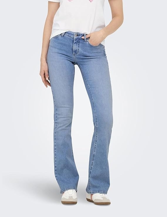 Only Džíny Mom Jeans Modré Oděrky Dlouhé L/32 7AA