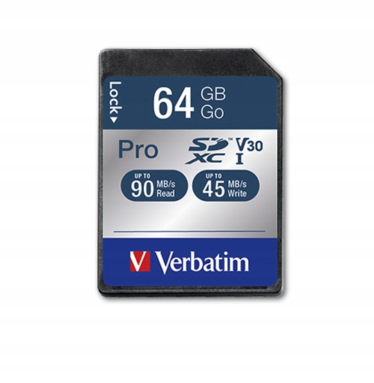 Paměťová karta Verbatim Pro U3 64GB (90/45 MB/s) Class 10 UHS-1 V30 Sdxc