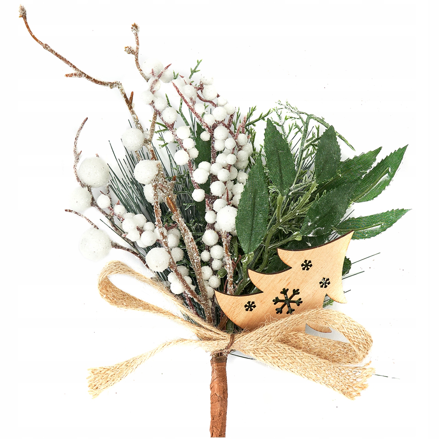 

Sztuczna Gałązka Pik Na Stroik Choinka Białe Kulki