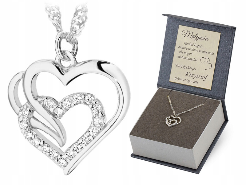 Stříbrný Řetízek ryzost 925 S Náhrdelníkem S Ve Vzoru Srdce Se Zirkony Gravírování