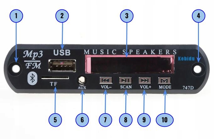 Moduł Audio Mp3 Bluetooth SD Radio Aux Pilot USB ! Marka Mixxer