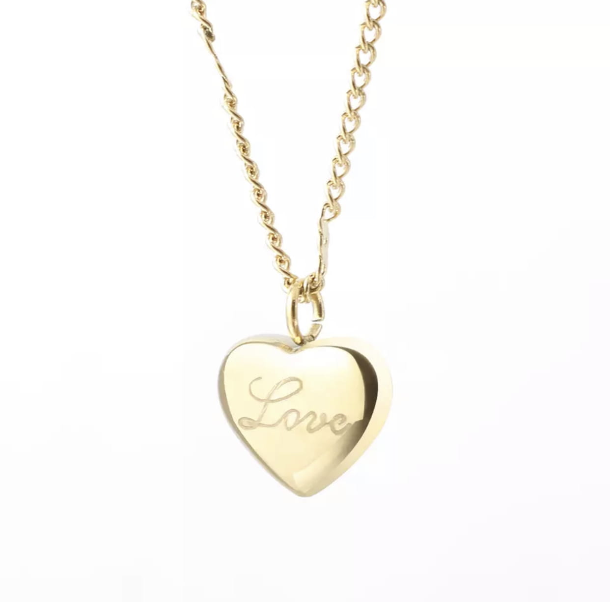 

Naszyjnik łańcuszek złoty stal serce napis love