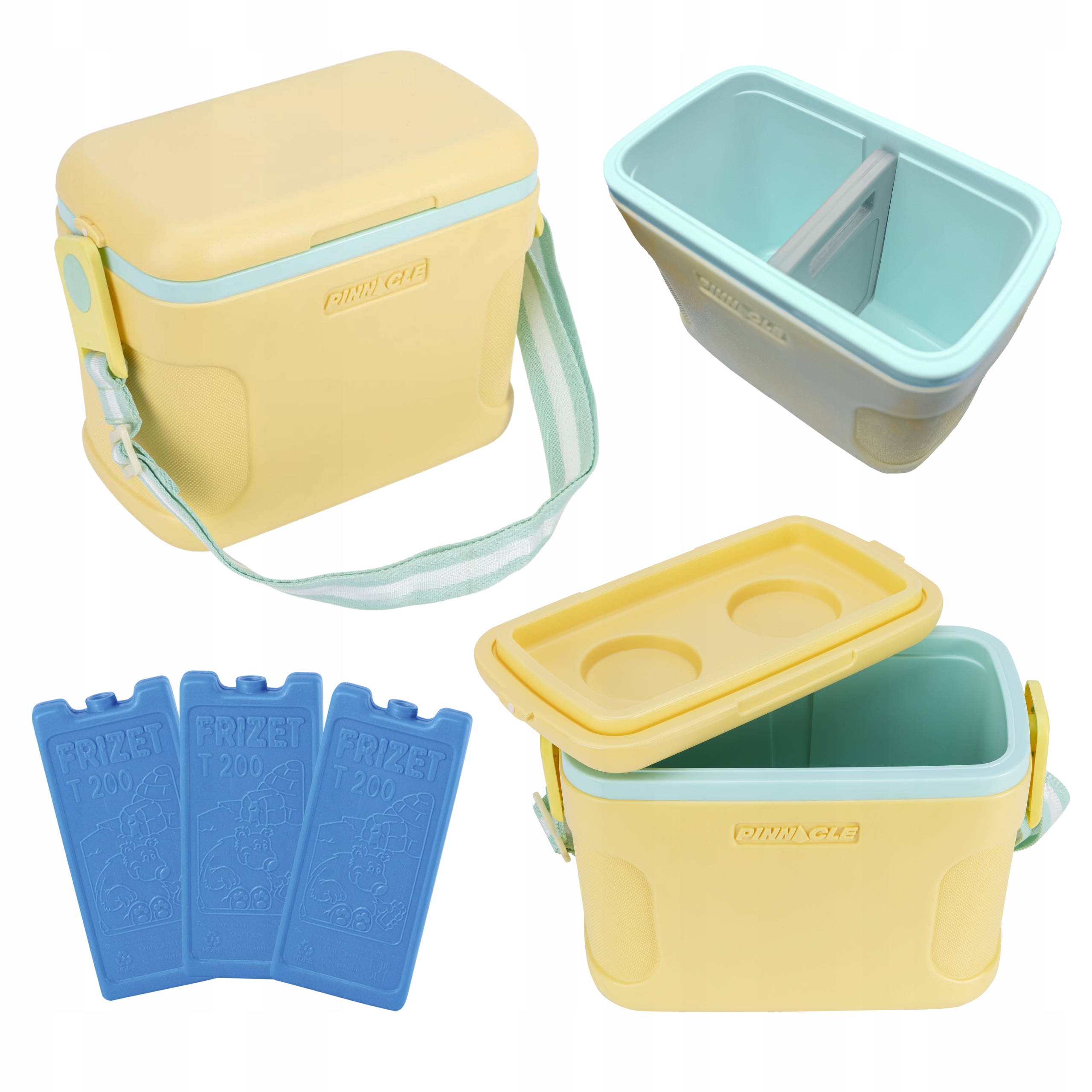 Malá turistická lednička přes rameno žlutá Pinnacle 8 l 4 chladicí vložky