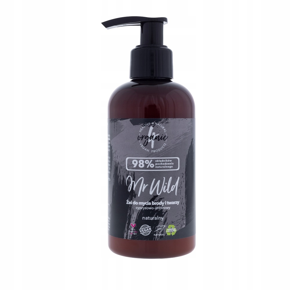 

4organic Żel do mycia brody i twarzy, 200ml