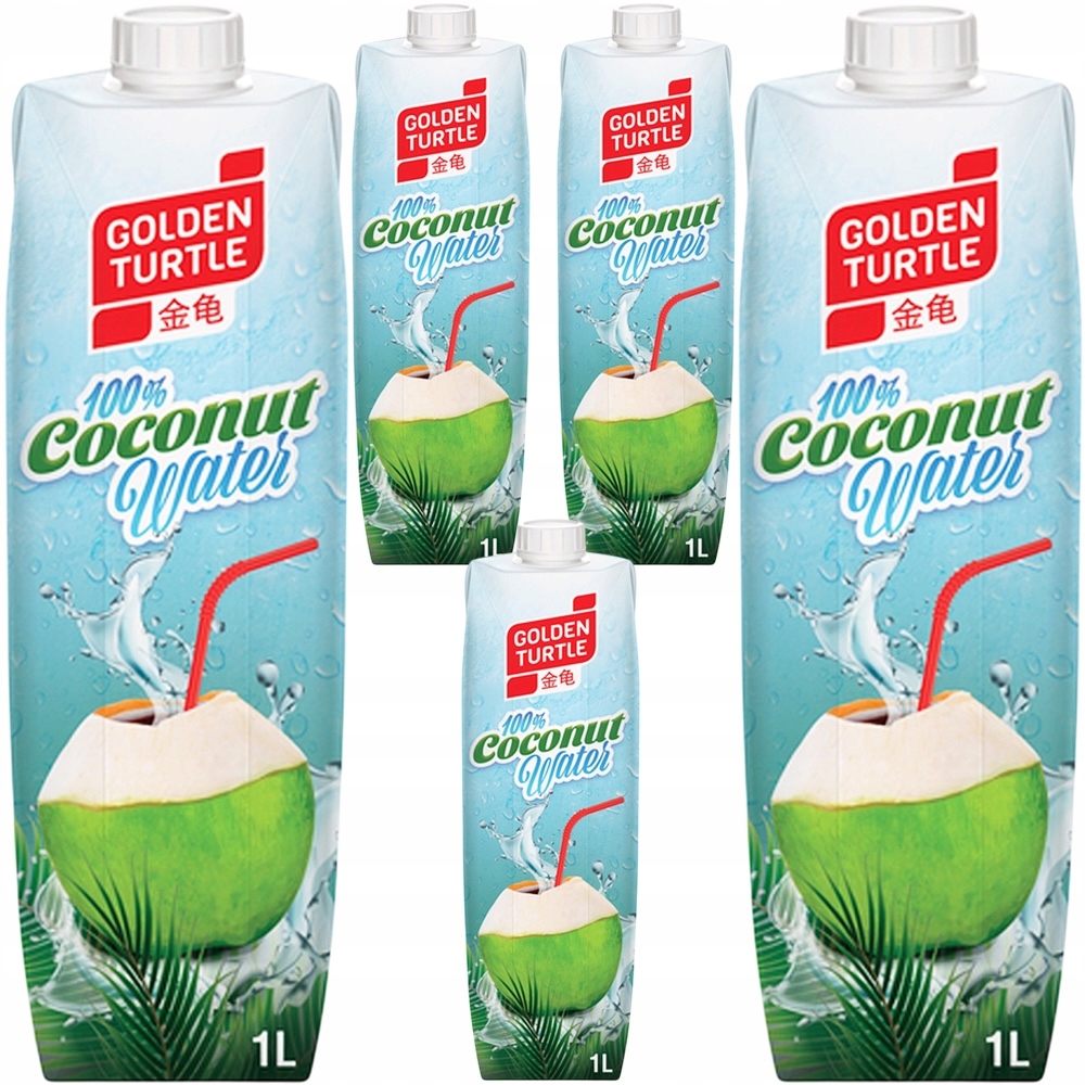 5x Zdravá Kokosová voda Kokosa 100% hydratace 1000 ml 1 litr Golden Turtle