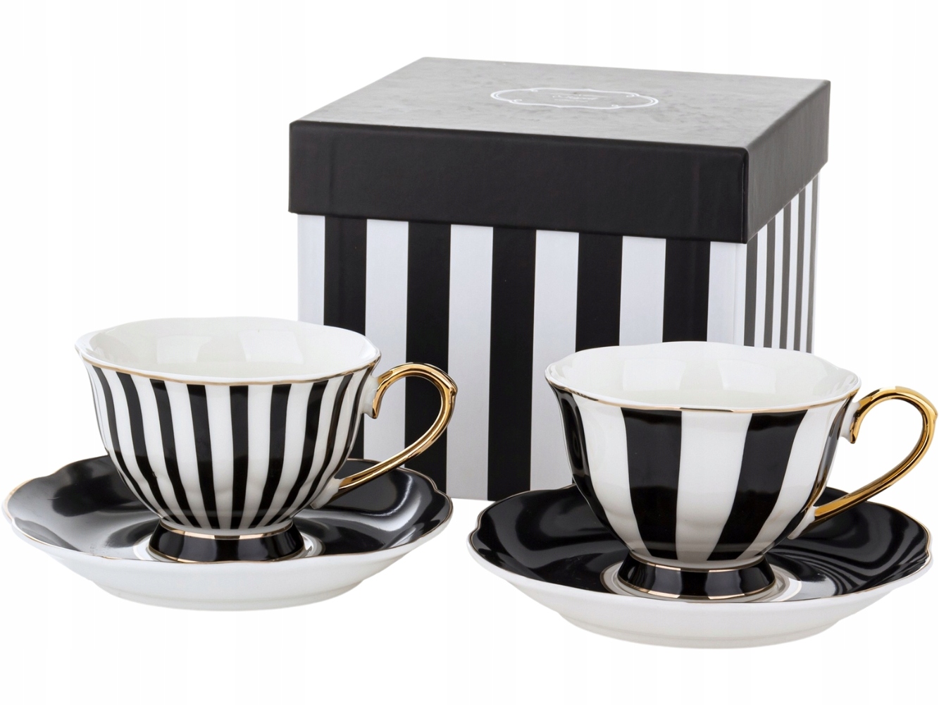 Šálek keramické šálky černo bílo zlaté kpl. 2 ks 173403