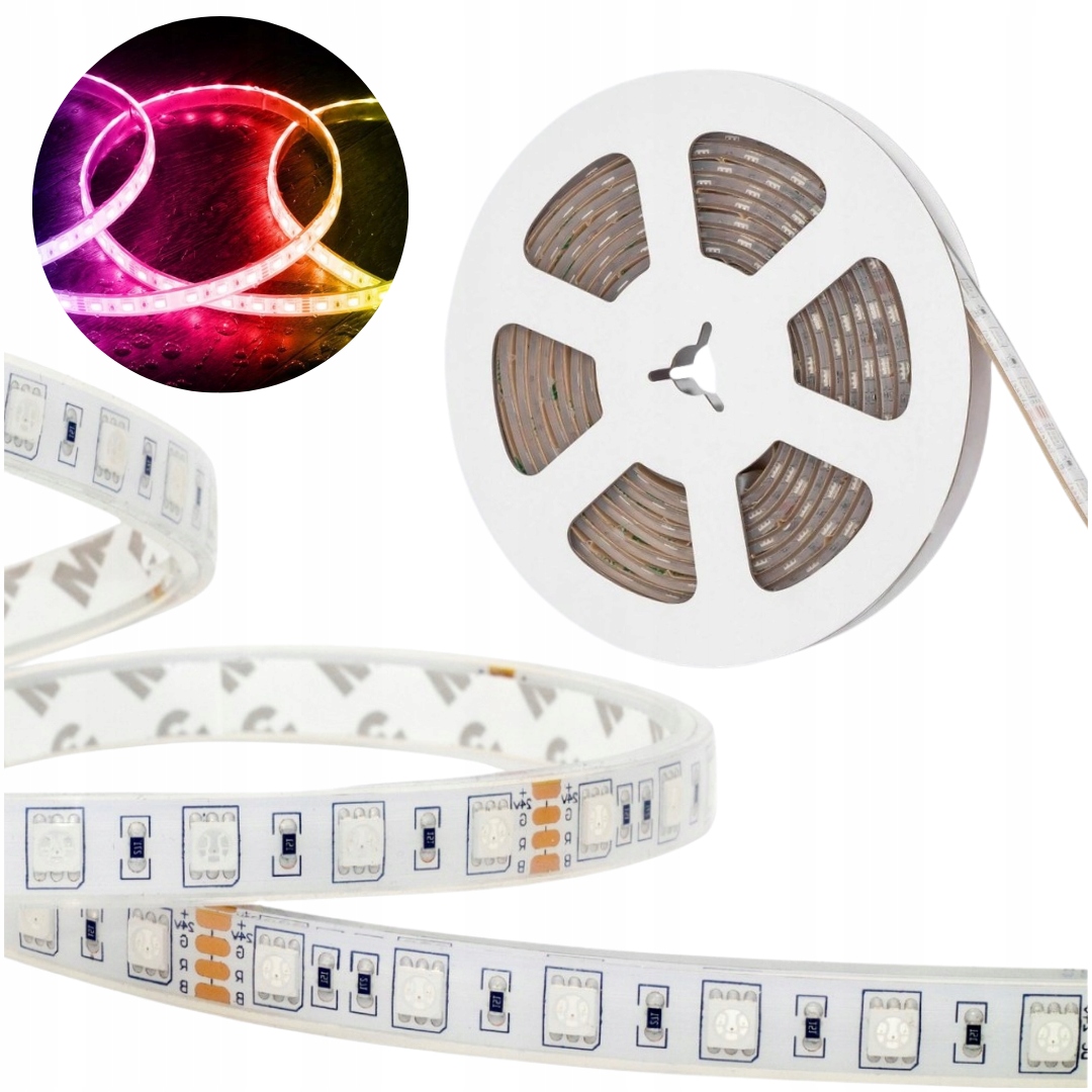 Led Páska Rgb 24V 50W 5M Vodotesná Do Sauny Wellness IP68 60 LED/m