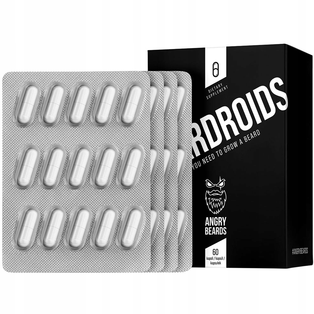 Angry Beards Beardroids Vitamíny pro růst vousů Kapsle 60 ks