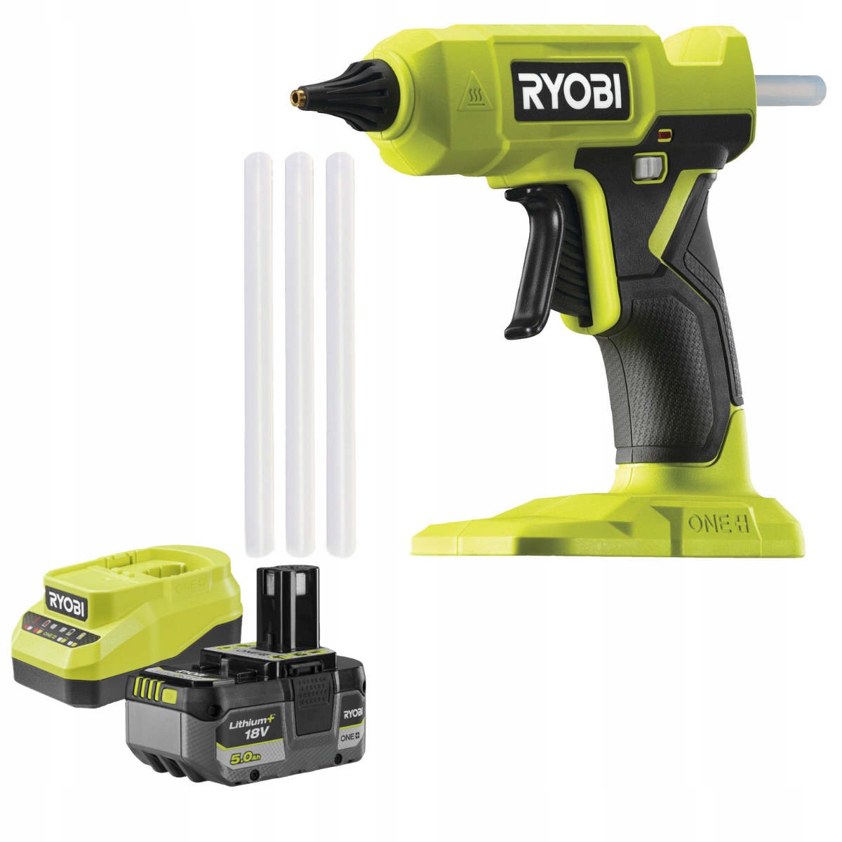 Pistole Na Lepení Lepidla Za Tepla Ryobi RGLU18-0 200°C 11 mm Nabíječka 5 Ah