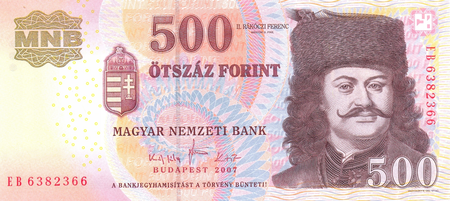 WĘGRY 500 Forint 2007 P-196a UNC