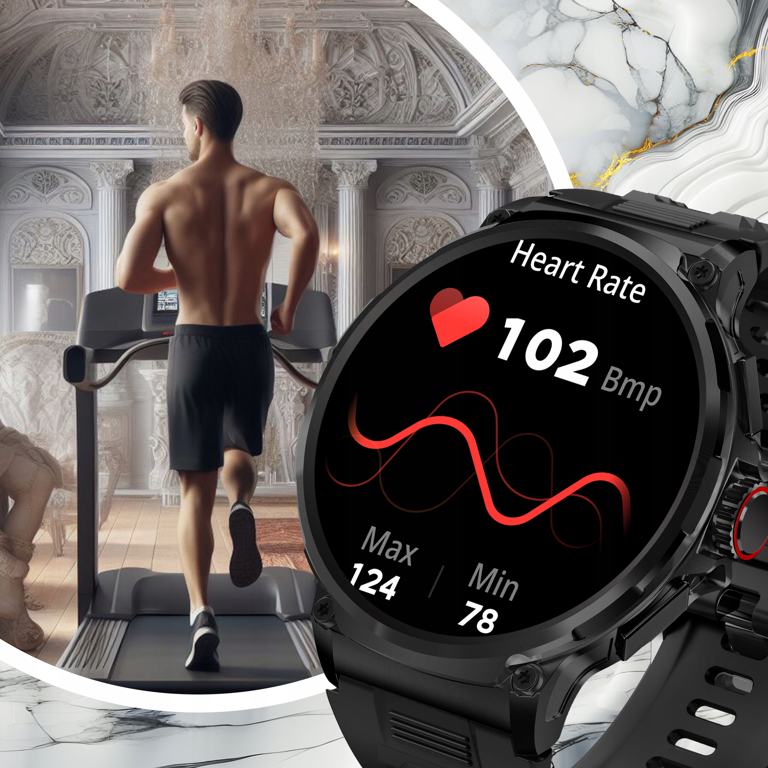 SMARTWATCH ZEGAREK MĘSKI MENU ROZMOWY POLSKIE SPORT PULS WATCH 710 mAh PL Transmisja danych brak