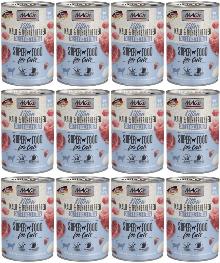 MAC's Cat Kitten Telecí maso, srdce 12 x 400 g