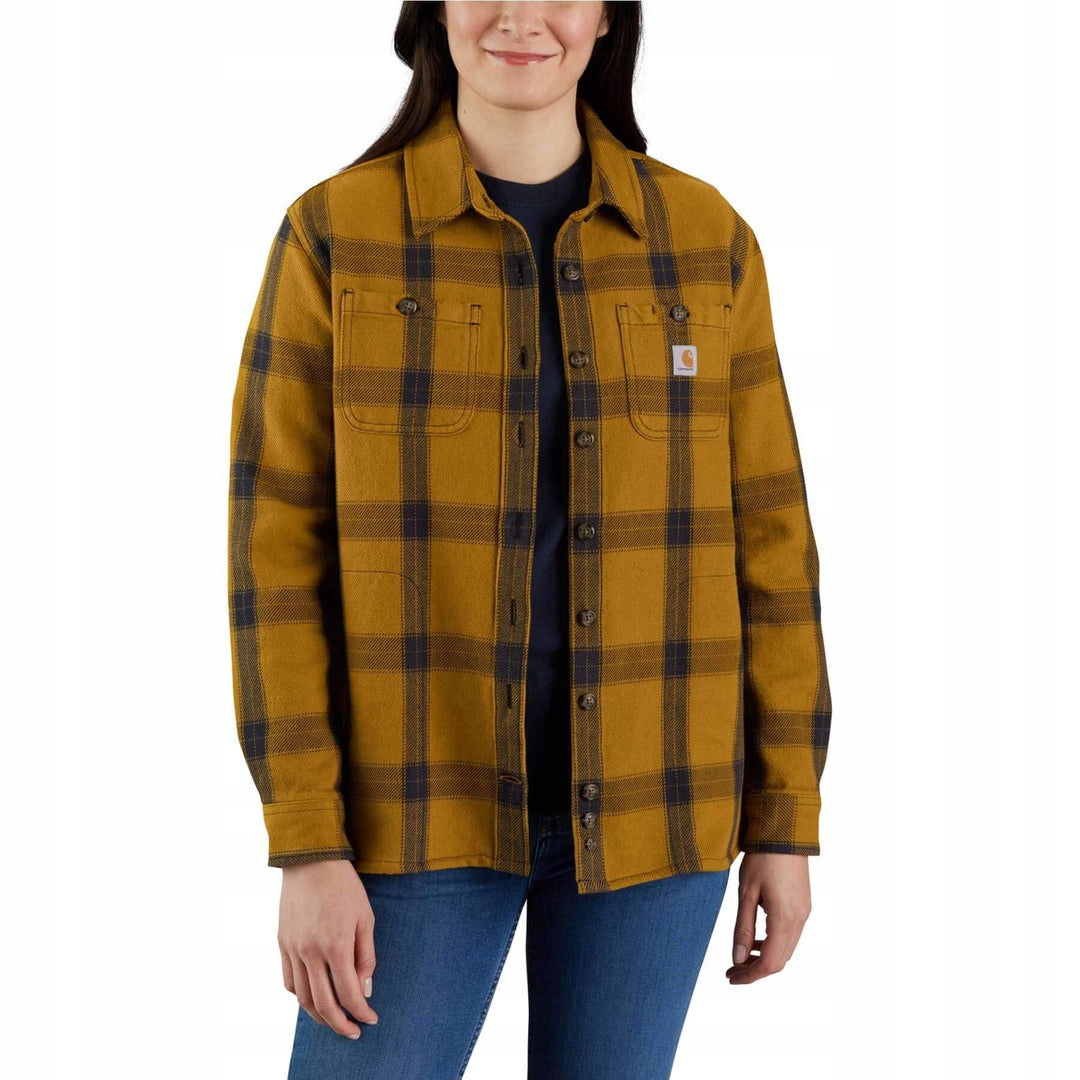 Carhartt Dámská Košile S Dlouhým Rukávem, Kostkovaná, Hnědá, Velikost 6EA