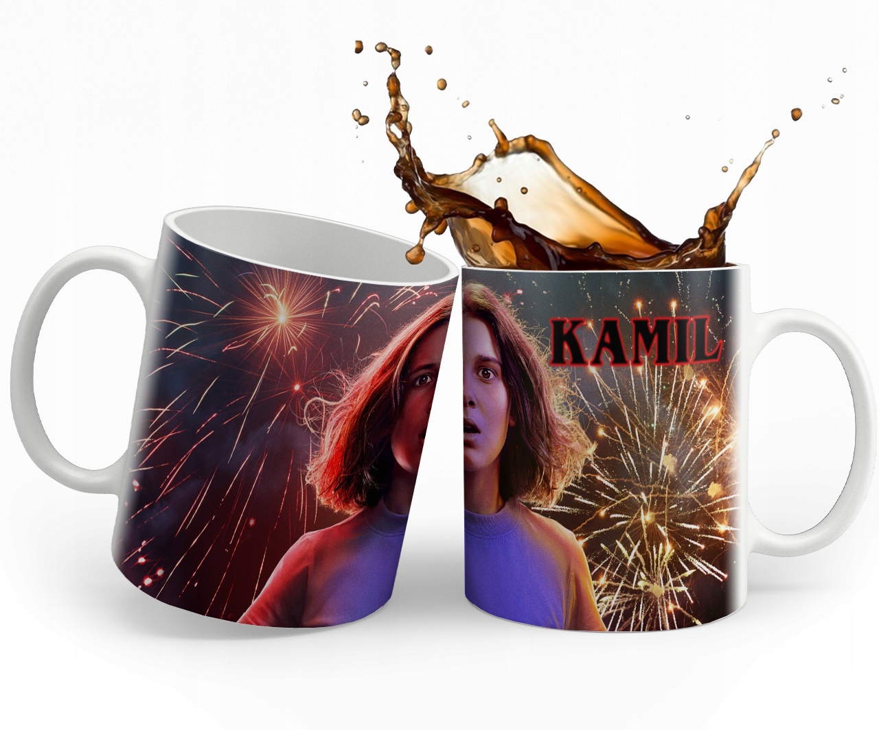 KUBEK STRANGER THINGS PREZENT + IMIE + KARTONIK