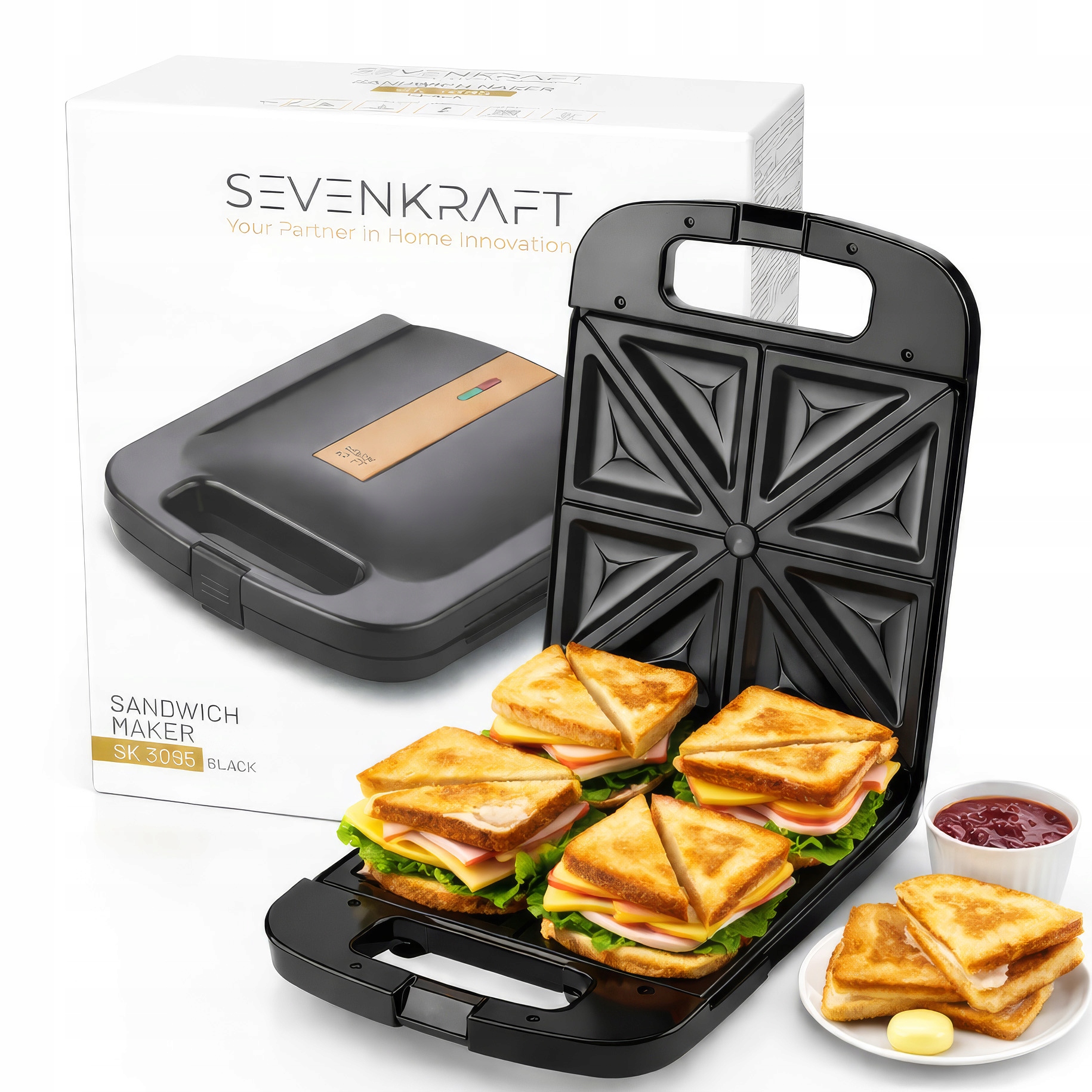 Opiekacz do Kanapek Toster Elektryczny 4 Kanapki Powłoka Nieprzywierająca