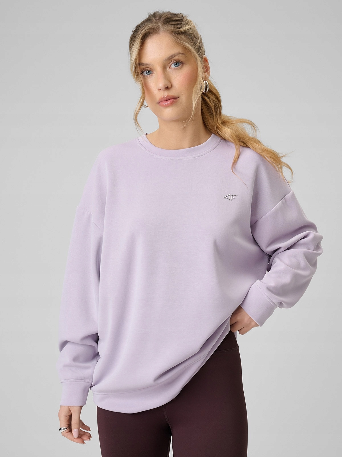 4F Tepláková Mikina Fialová Modalová Měkká L