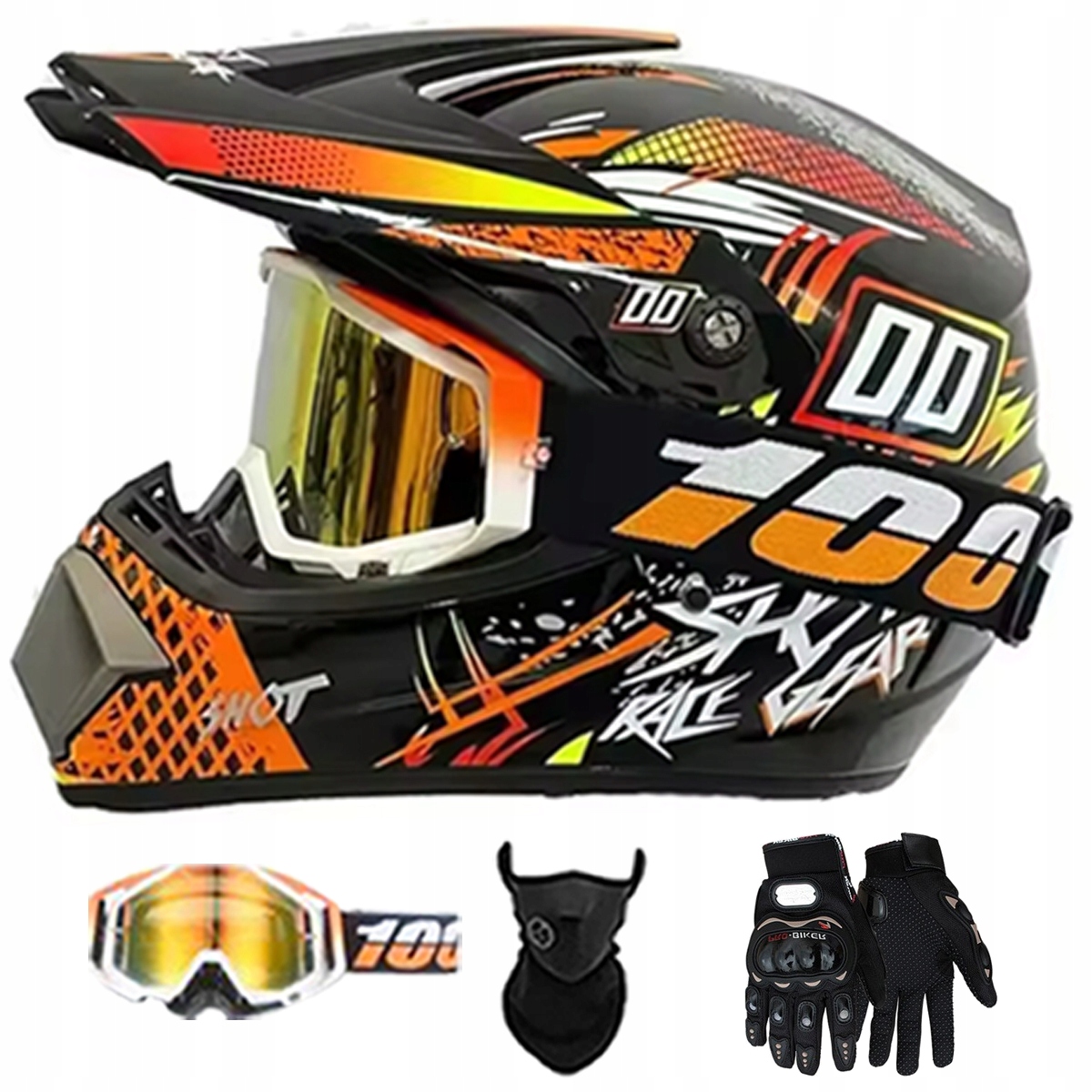 Motocyklová Přilba Lehká Enduro Quada Brýle Rukavice Maska XL