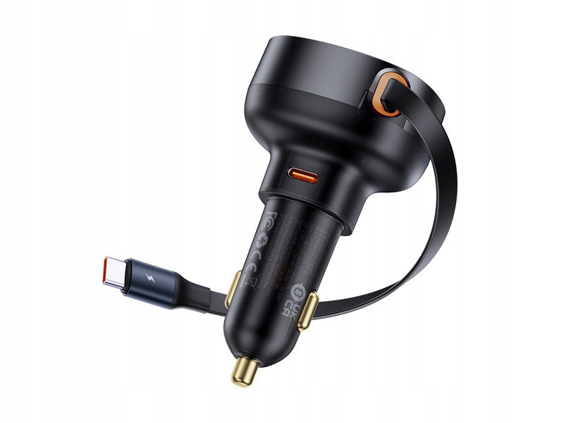 Ładowarka samochodowa Baseus Enjoyment Retractable Pro 60W Czarny