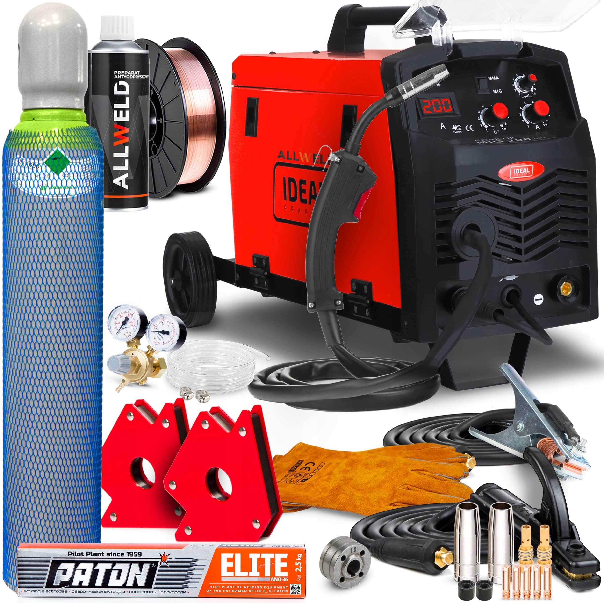 Invertorová Svářečka Ideal Praktik Mig 200 Mag Mma 230V 200A Igbt Flux