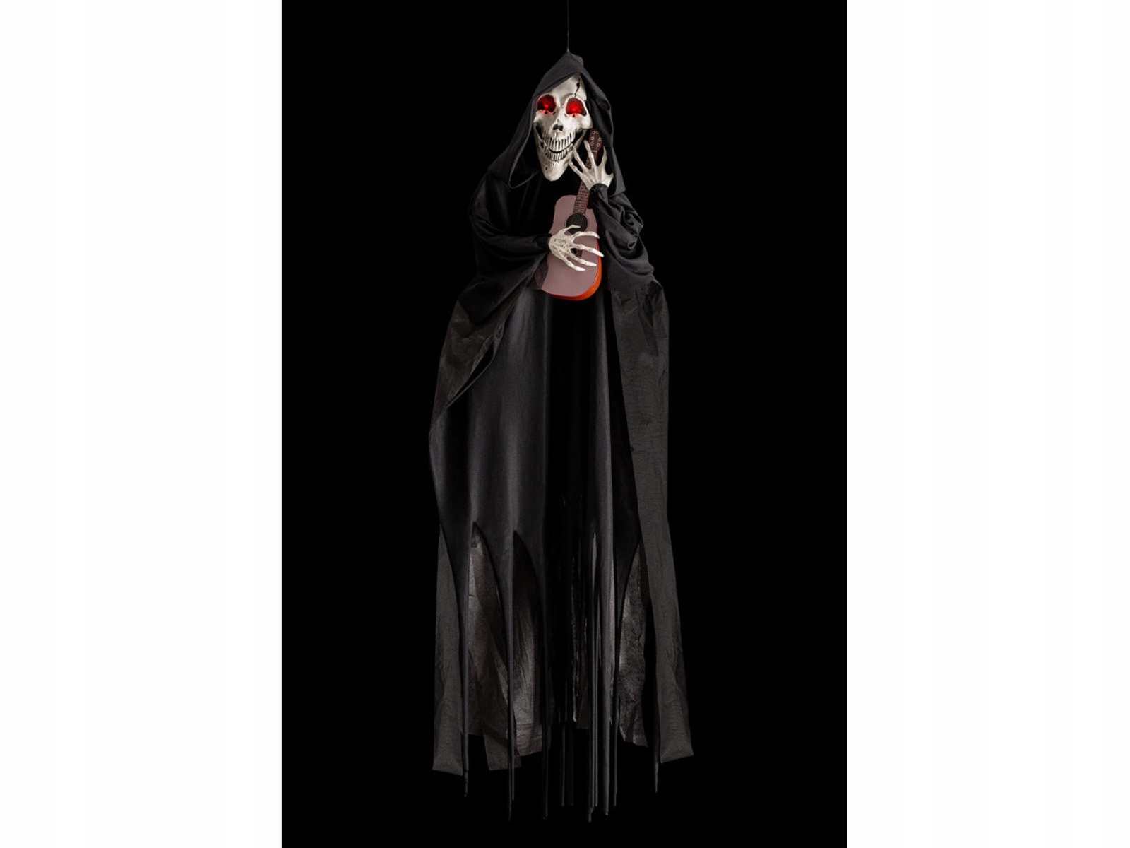 Dekorácia závesná Kostra s halloweenskou gitarou 120 cm