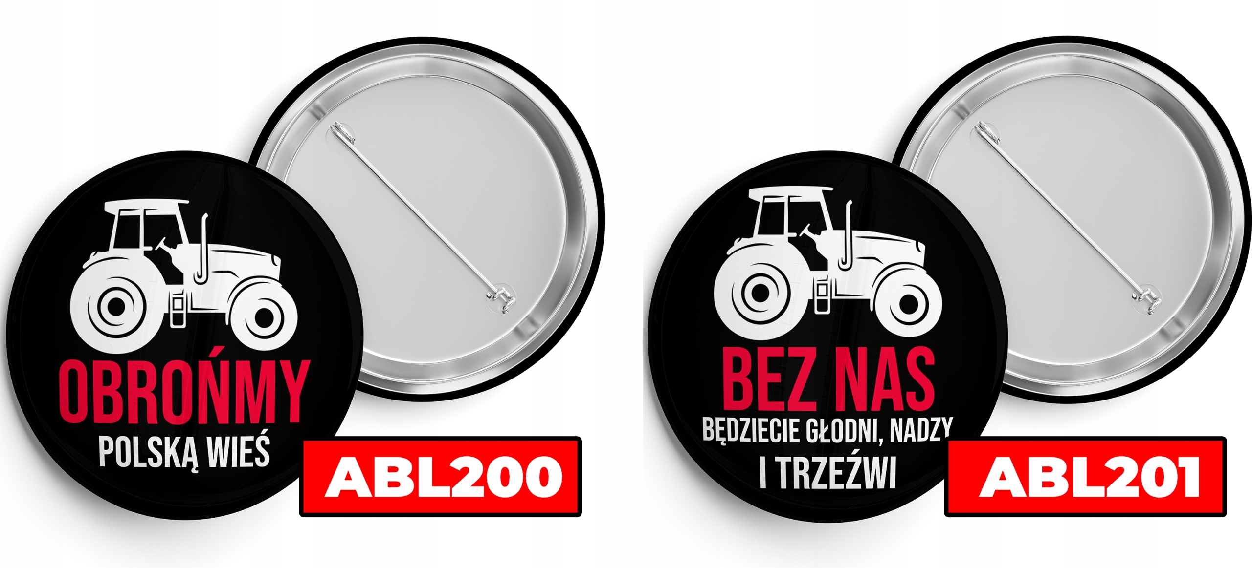 PRZYPINKA 44mm AGRAFKA STRAJK PROTEST ROLNIKÓW SOLIDARNI Z ROLNIKAMI WZORY Średnica 4.4 cm