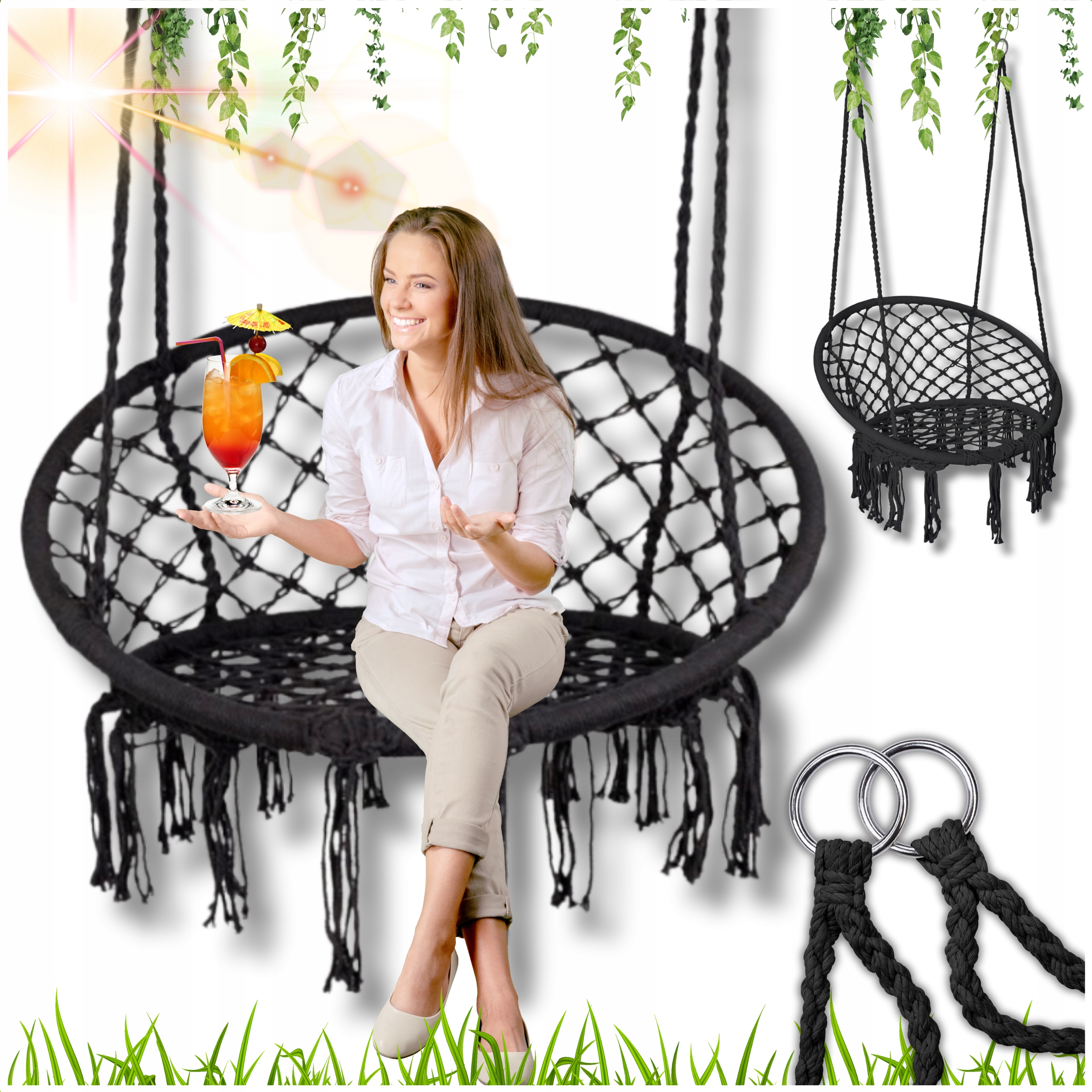 Závěsné Křeslo Čapí Hnízdo Zahradní Houpačka Kokon Houpací Boho Křeslo!