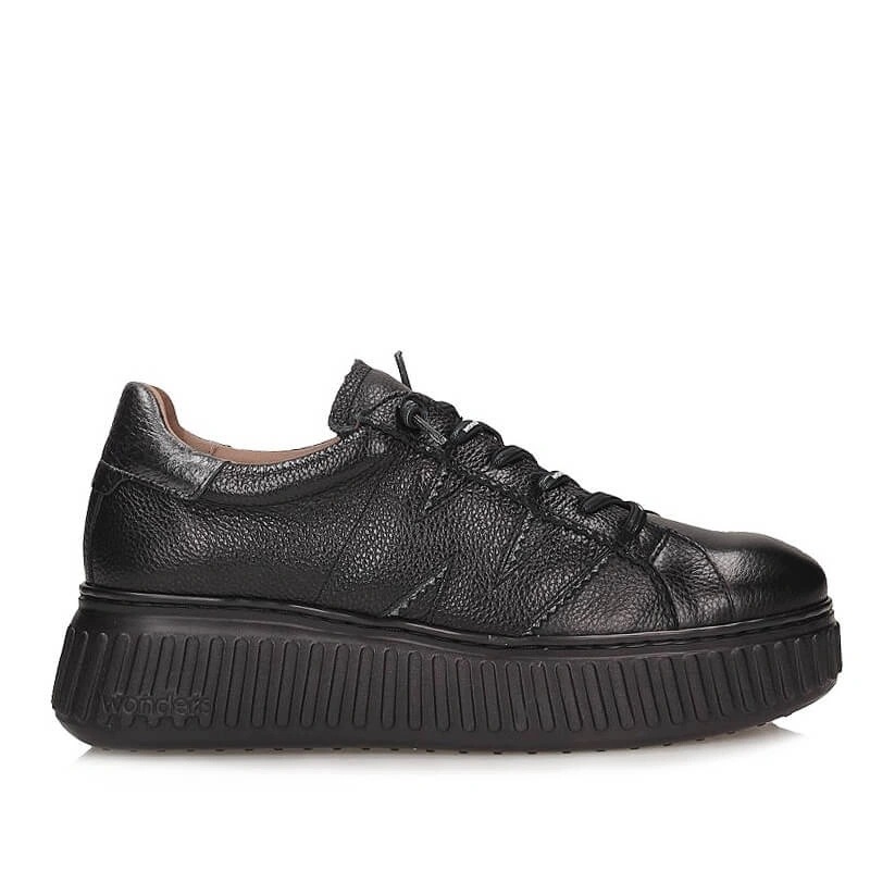 Sneakersy damskie Wonders A-5201 Wild I Negro Zenit Plomo czarne wsuwane