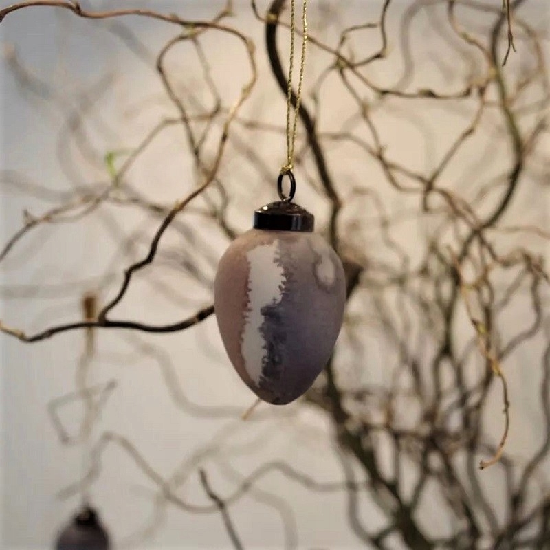 Madam Stoltz Jajko szklane multikolor wys. 8 cm Wzór jajko