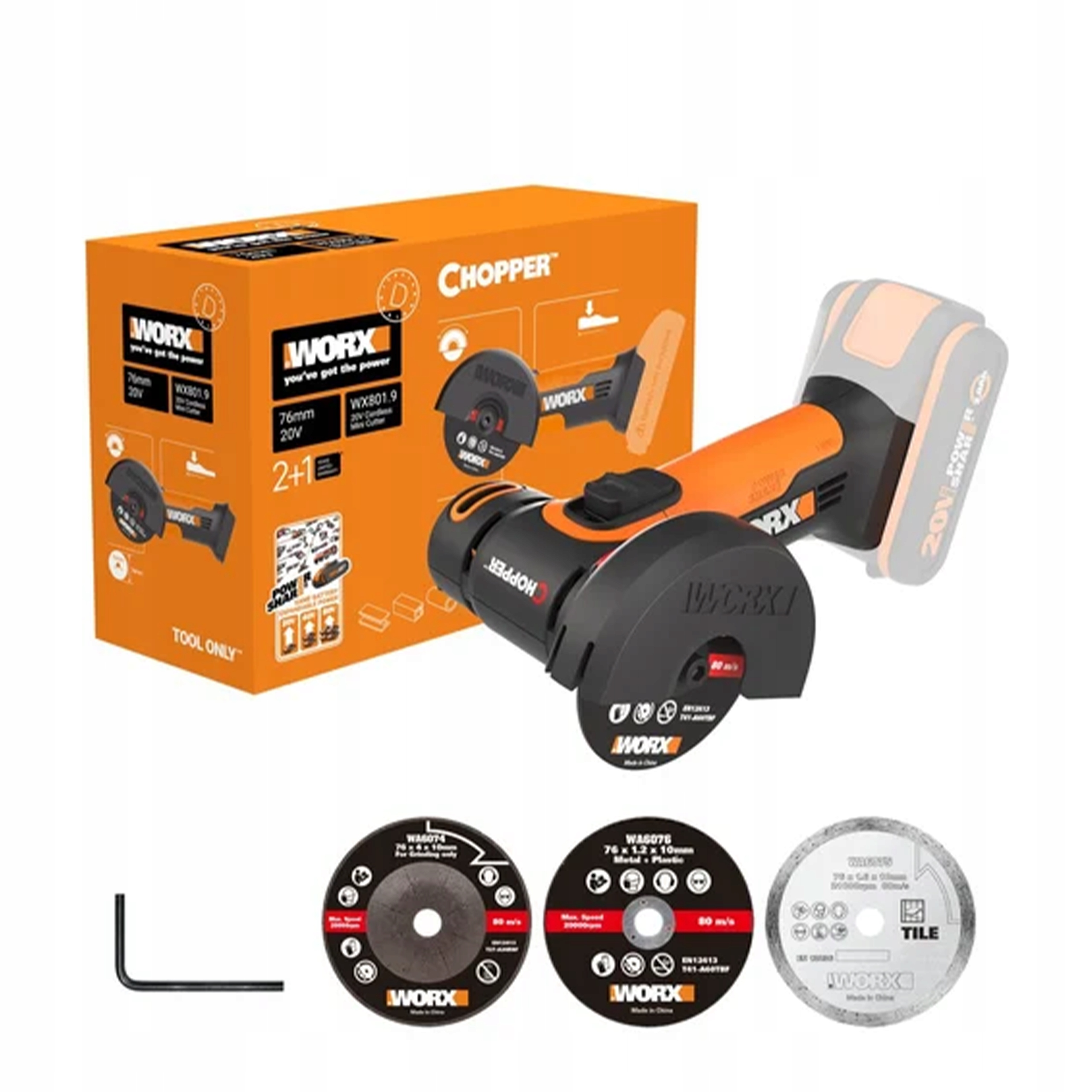 Mini Szlifierka kątowa Worx WX801.9 Akumulatorowa