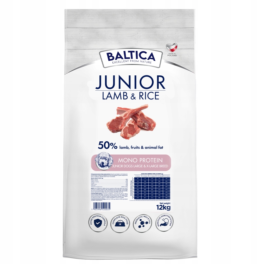 Baltica Junior Lamb&Rice 12kg Jagnięcina Z Ryżem Dla młodych psów