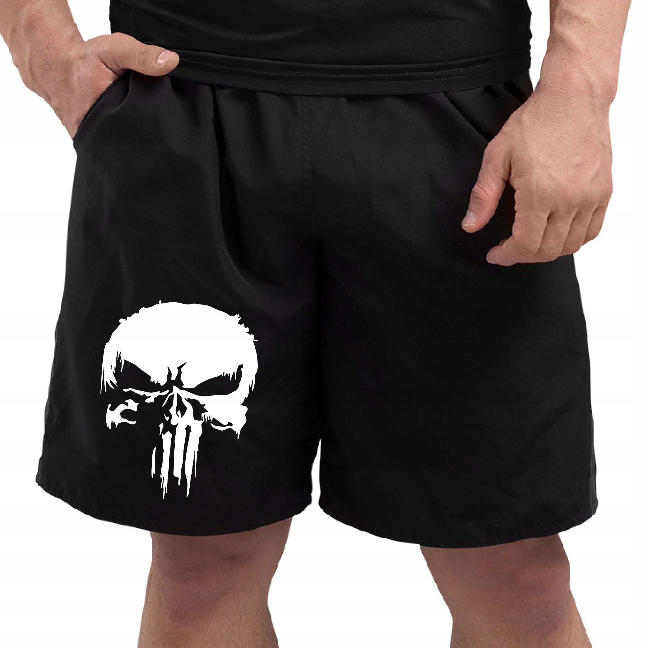 KRÓTKIE SPODENKI MĘSKIE SZORTY NADRUK PUNISHER