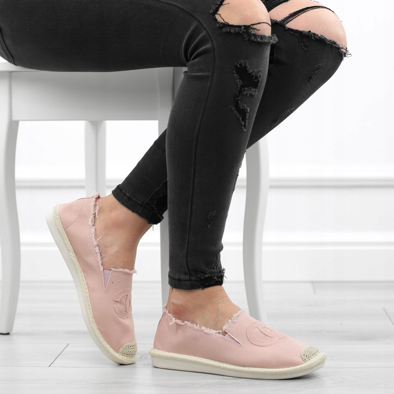 RÓŻOWE ESPADRYLE SŁOMKA BALERINY COCO NB273-7 r.38 Wzór dominujący bez wzoru