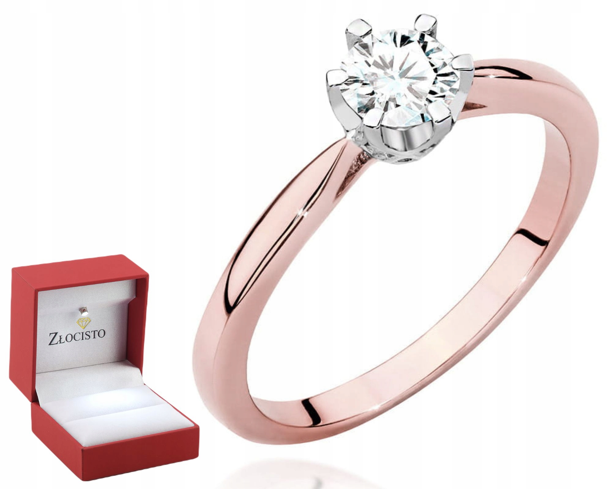 Růžové Zlato Prstýnek S Briliantem Gravírování 585 Bonus Dárek