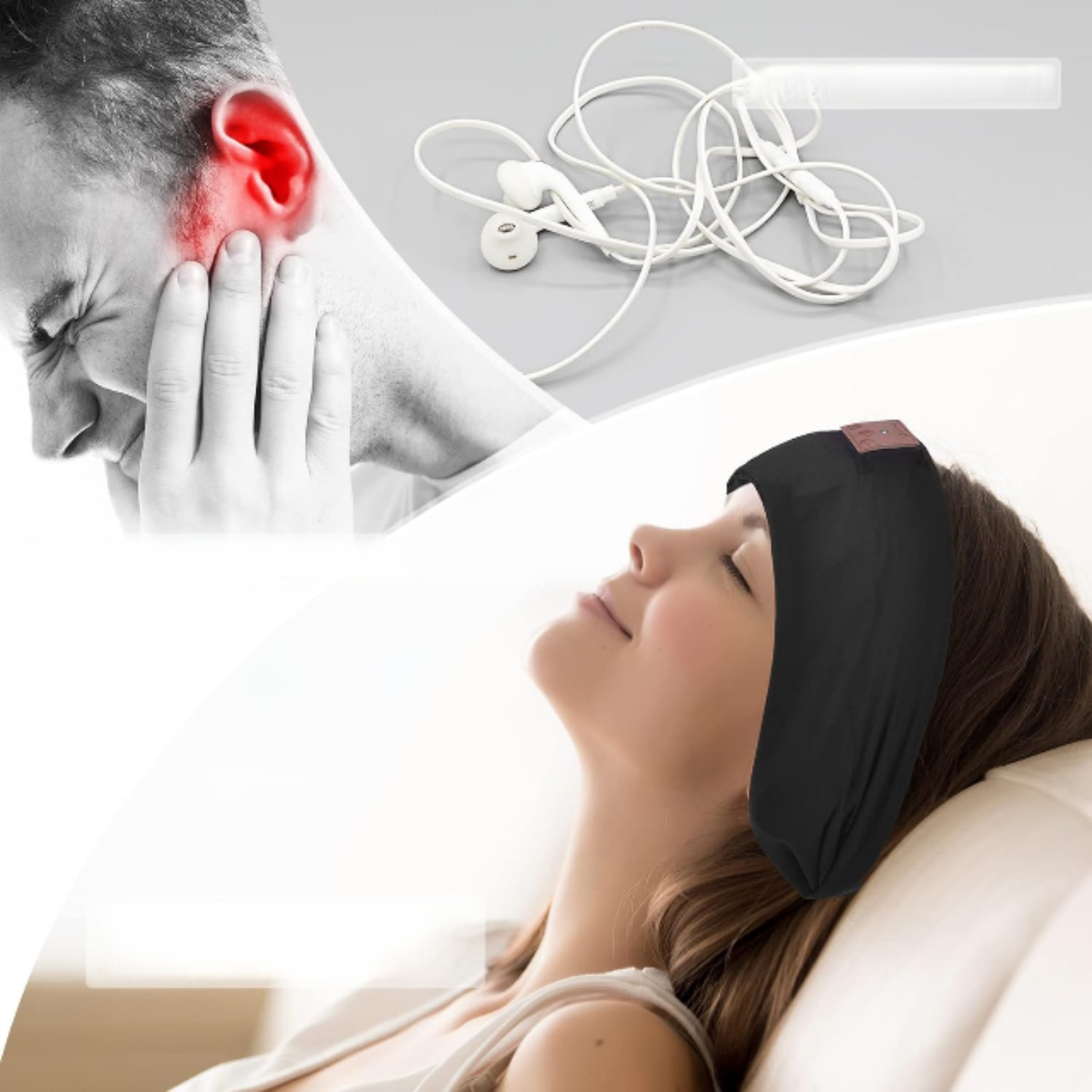 OPASKA ZE SŁUCHAWKAMI BLUETOOTH DO SPANIA NA OCZY GŁOWE SPORTOWA SŁUCHAWKI Mikrofon tak