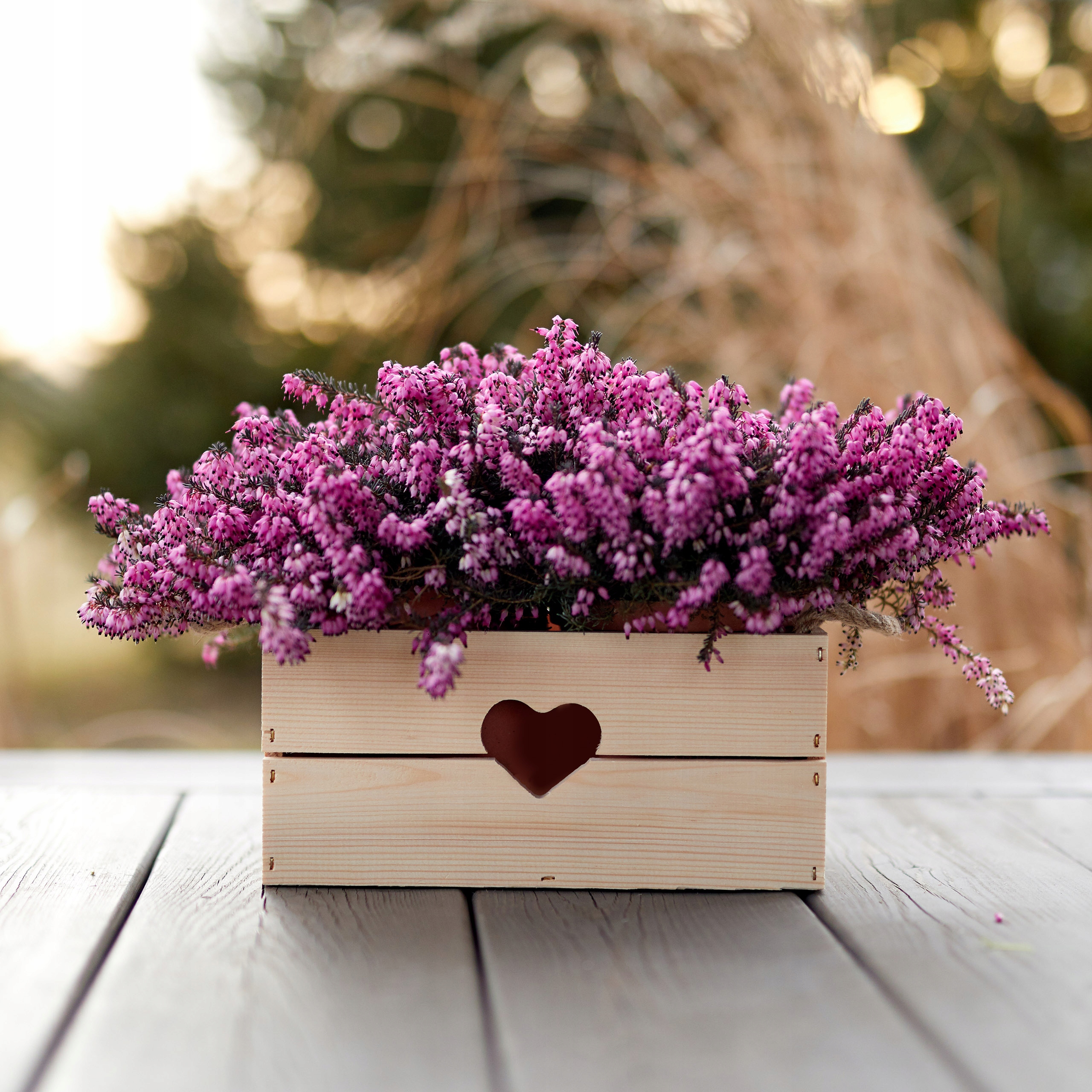 Ozdobna skrzynka z wzorem serce na kwiaty drewno Marka inna