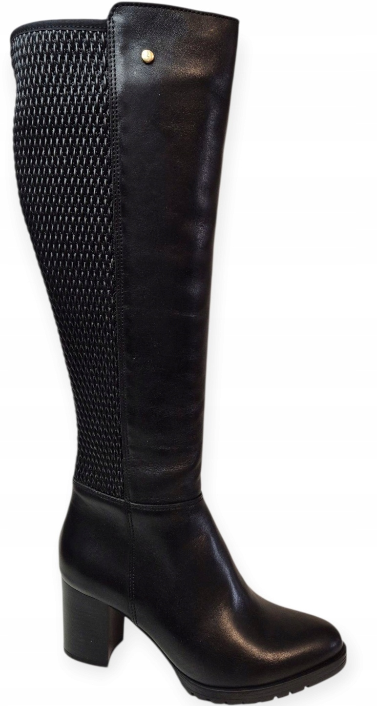 Simen 6448 Černé kozačky na platformě, lícová kůže vel. 36