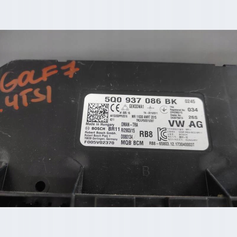 control unit comfort control unit VW GOLF VII 1.4 TSI